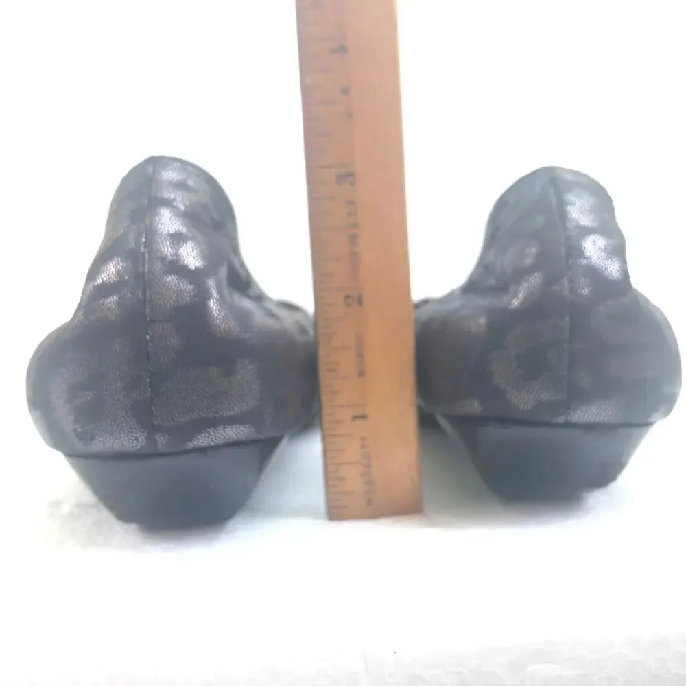 Lanvin Paris Shoes Kitten Heel Points Leopard Pattern Grey Silver Black 37